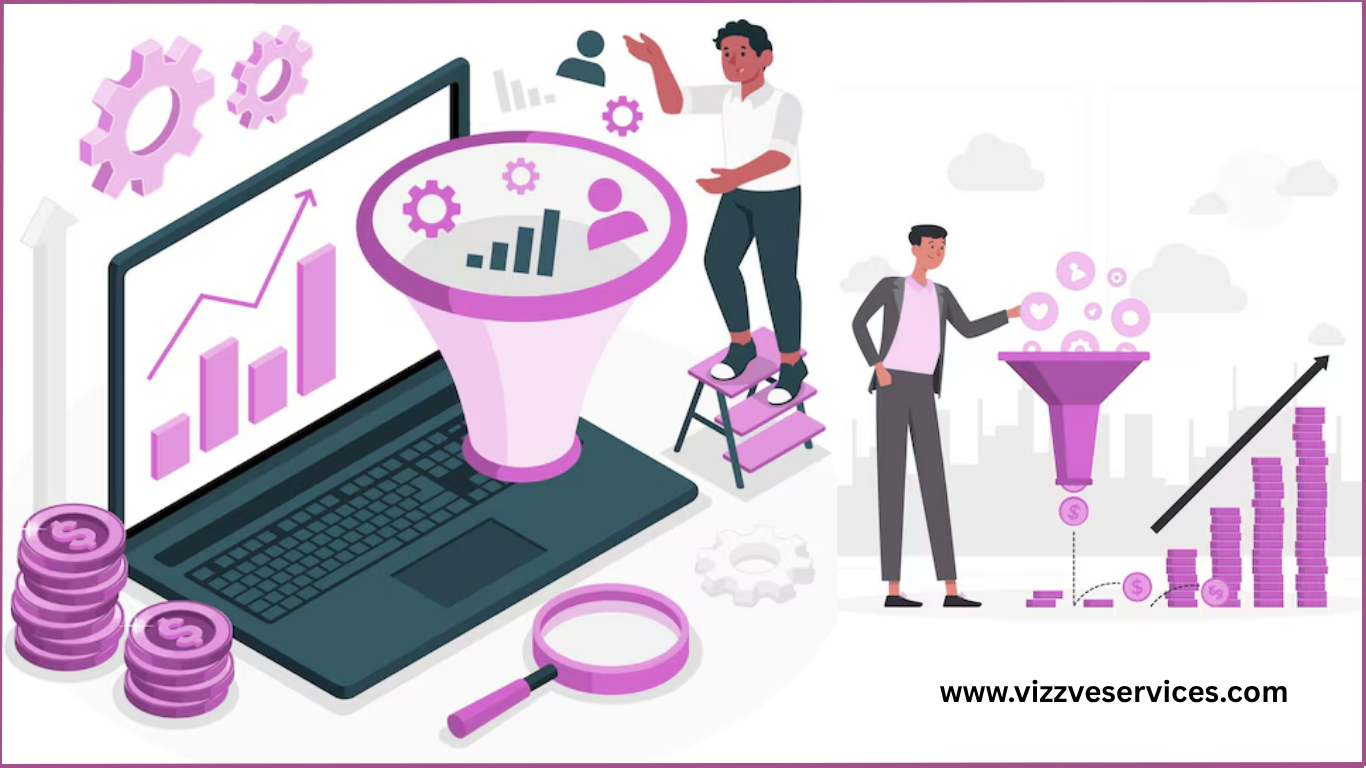 Conversion optimization concept illustration with laptop, analytics, magnifier and user engagement icon